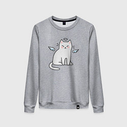 Свитшот хлопковый женский КОТИК АНГЕЛ CAT ANGEL, цвет: меланж