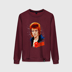 Свитшот хлопковый женский David Bowie Blue Jacket, цвет: меланж-бордовый