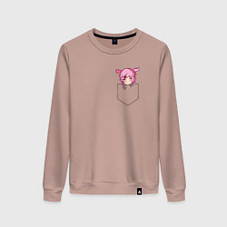 Женский свитшот Anime тян с розовыми волосами в кармане