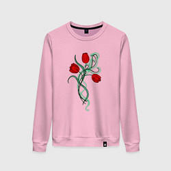 Свитшот хлопковый женский Красные тюльпаны, букет, цвет: светло-розовый