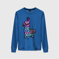Свитшот хлопковый женский Фортнайт Лама Fortnite Lama, цвет: синий