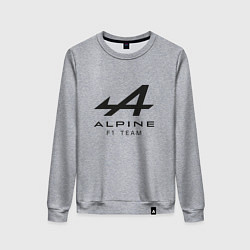 Свитшот хлопковый женский Alpine F1 team Black Logo, цвет: меланж