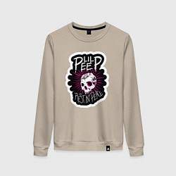 Свитшот хлопковый женский Lil Peep Череп RIP Лил Пип, цвет: миндальный