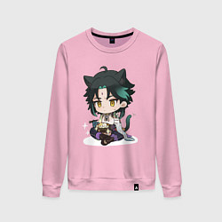 Свитшот хлопковый женский Особое блюдо для котика Сяо, цвет: светло-розовый