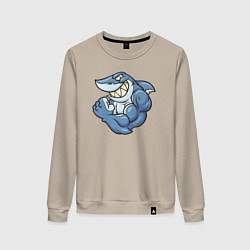 Свитшот хлопковый женский Акула с бицухой shark, цвет: миндальный