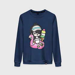 Свитшот хлопковый женский Toca Boca девочка геймер, цвет: тёмно-синий