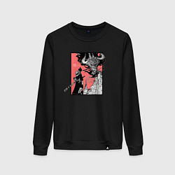 Свитшот хлопковый женский Луффи против Кайдо One Piece, цвет: черный