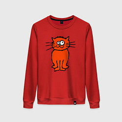 Свитшот хлопковый женский Забаный красный кот, цвет: красный