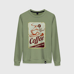 Свитшот хлопковый женский Coffee Cup Retro, цвет: авокадо