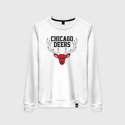 Свитшот хлопковый женский Chicago deers, цвет: белый