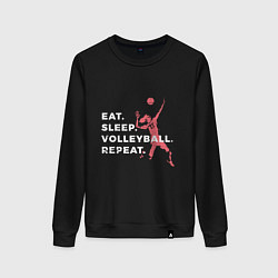 Свитшот хлопковый женский Volleyball Days, цвет: черный
