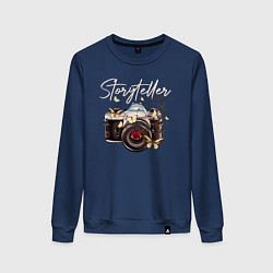 Свитшот хлопковый женский Storyteller, цвет: тёмно-синий