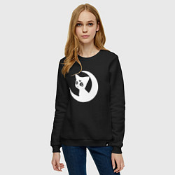 Свитшот хлопковый женский Луна на месяце, цвет: черный — фото 2