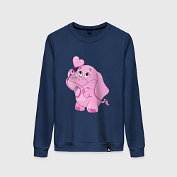 Свитшот хлопковый женский Розовый слонёнок, цвет: тёмно-синий