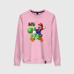 Свитшот хлопковый женский Mario and Yoshi Super Mario, цвет: светло-розовый