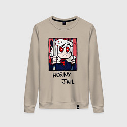 Свитшот хлопковый женский HELLTAKER HORNY JAIL, цвет: миндальный