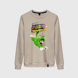 Свитшот хлопковый женский Luigi cat Super Mario 3D World Nintendo, цвет: миндальный