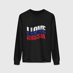 Свитшот хлопковый женский Love - Russia, цвет: черный