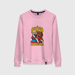 Свитшот хлопковый женский Хоккей - Russia, цвет: светло-розовый