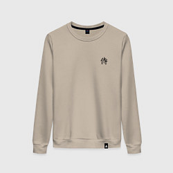 Свитшот хлопковый женский ИЕРОГЛИФ САМУРАЙ, цвет: миндальный