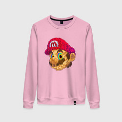 Свитшот хлопковый женский Super Mario Sketch Nintendo, цвет: светло-розовый
