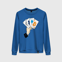 Свитшот хлопковый женский Криптовалютные карты, цвет: синий