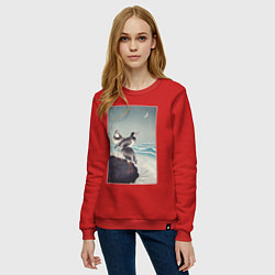 Свитшот хлопковый женский Snipes at the Shore, цвет: красный — фото 2