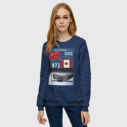 Свитшот хлопковый женский Хоккей cуперсерия 1972, цвет: тёмно-синий — фото 2