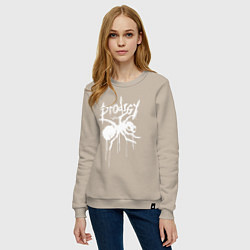 Свитшот хлопковый женский Draw white logo - Ant, цвет: миндальный — фото 2