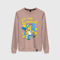 Свитшот хлопковый женский The SimpsonsСемейка Симпсонов, цвет: пыльно-розовый