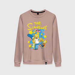 Свитшот хлопковый женский The SimpsonsСемейка Симпсонов, цвет: пыльно-розовый