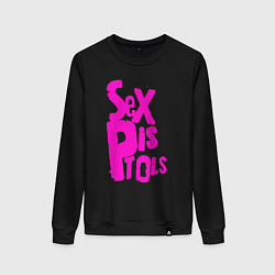 Свитшот хлопковый женский Огромная надпись Sex Pistols, цвет: черный