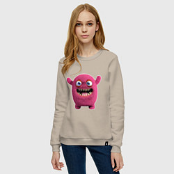 Свитшот хлопковый женский FLUFFY COLORED MONSTER, цвет: миндальный — фото 2