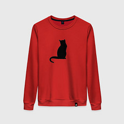Свитшот хлопковый женский Black kitten, цвет: красный