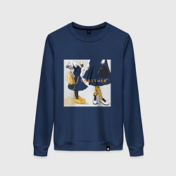 Женский свитшот Мама и дочка с мороженым держатся за руки надпись