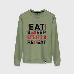 Женский свитшот Надпись: Eat Sleep Battlefield Repeat