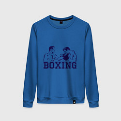 Свитшот хлопковый женский Бокс Boxing is cool, цвет: синий