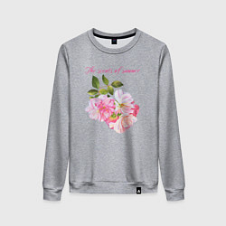 Свитшот хлопковый женский Ароматы лета розовые розы лето, цвет: меланж