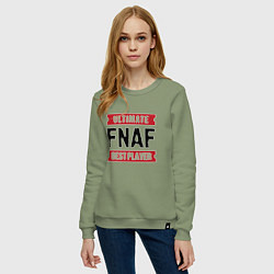 Свитшот хлопковый женский FNAF: таблички Ultimate и Best Player, цвет: авокадо — фото 2