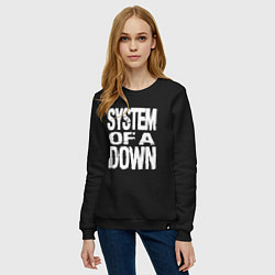 Свитшот хлопковый женский System of a Down логотип, цвет: черный — фото 2