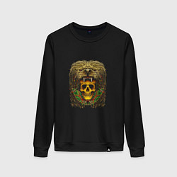 Свитшот хлопковый женский SKULL IN A LIONS SKIN, цвет: черный