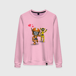 Свитшот хлопковый женский Бегущие роботы без фона, цвет: светло-розовый