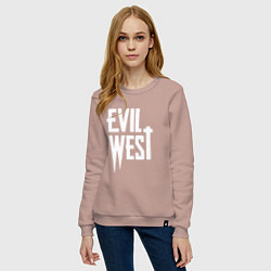 Свитшот хлопковый женский Evil west logo, цвет: пыльно-розовый — фото 2