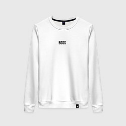 Свитшот хлопковый женский Boss Black Text, цвет: белый