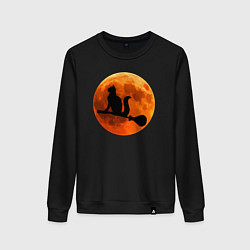 Свитшот хлопковый женский Halloween Cat, цвет: черный