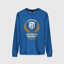 Свитшот хлопковый женский Лого Atletico Madrid и надпись Legendary Football, цвет: синий