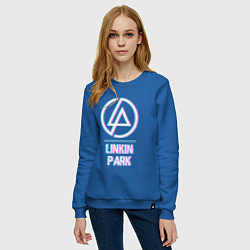 Свитшот хлопковый женский Linkin Park Glitch Rock, цвет: синий — фото 2