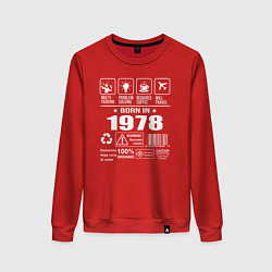 Свитшот хлопковый женский Родился в 1978 году, цвет: красный