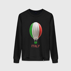 Свитшот хлопковый женский 3d aerostat Italy flag, цвет: черный