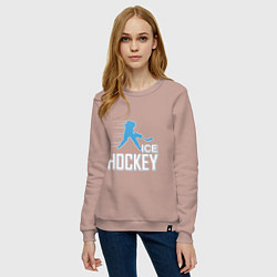 Свитшот хлопковый женский Хоккей Силуэт спортсмена, цвет: пыльно-розовый — фото 2